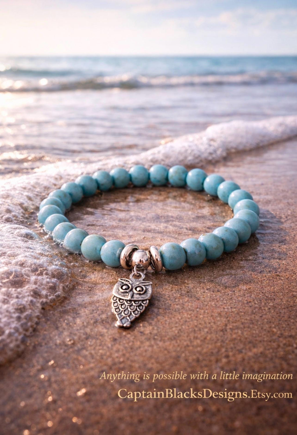 Turquoise Owl Pendant Bracelet, Western Wildlife Jewelry