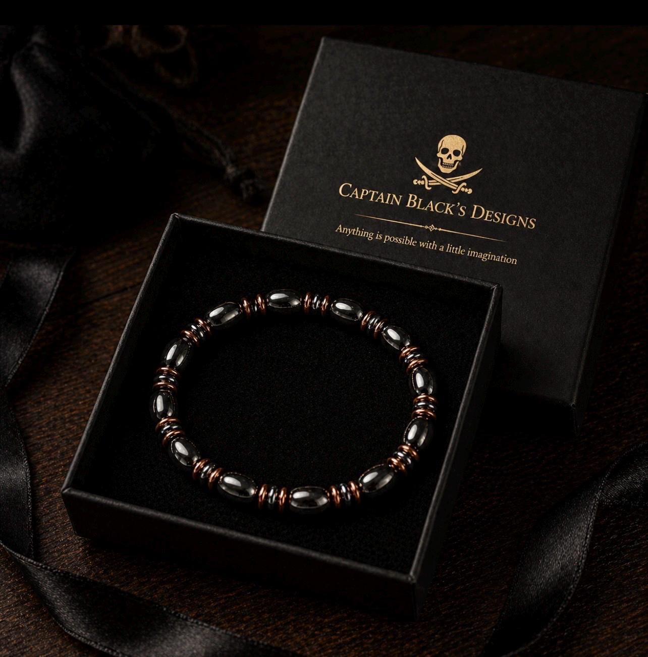 Obsidian Copper Accent Bracelet – Men's Minimalist Beaded Jewelry
