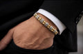 Men's Two-Tone Aztec Bracelet, Mixed Metal Beaded Jewelry