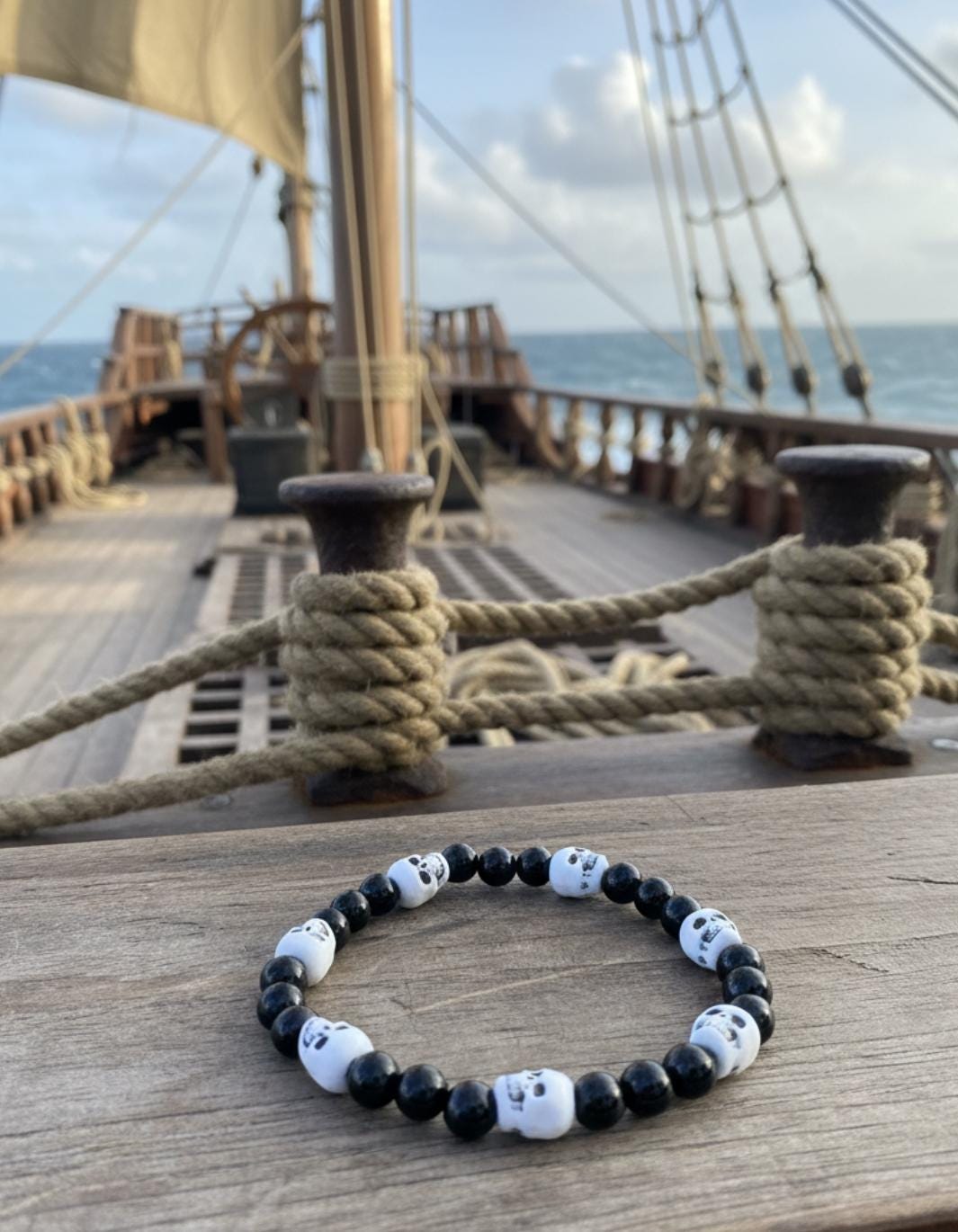 Skull Bead Bracelet: Pirate Jewelry