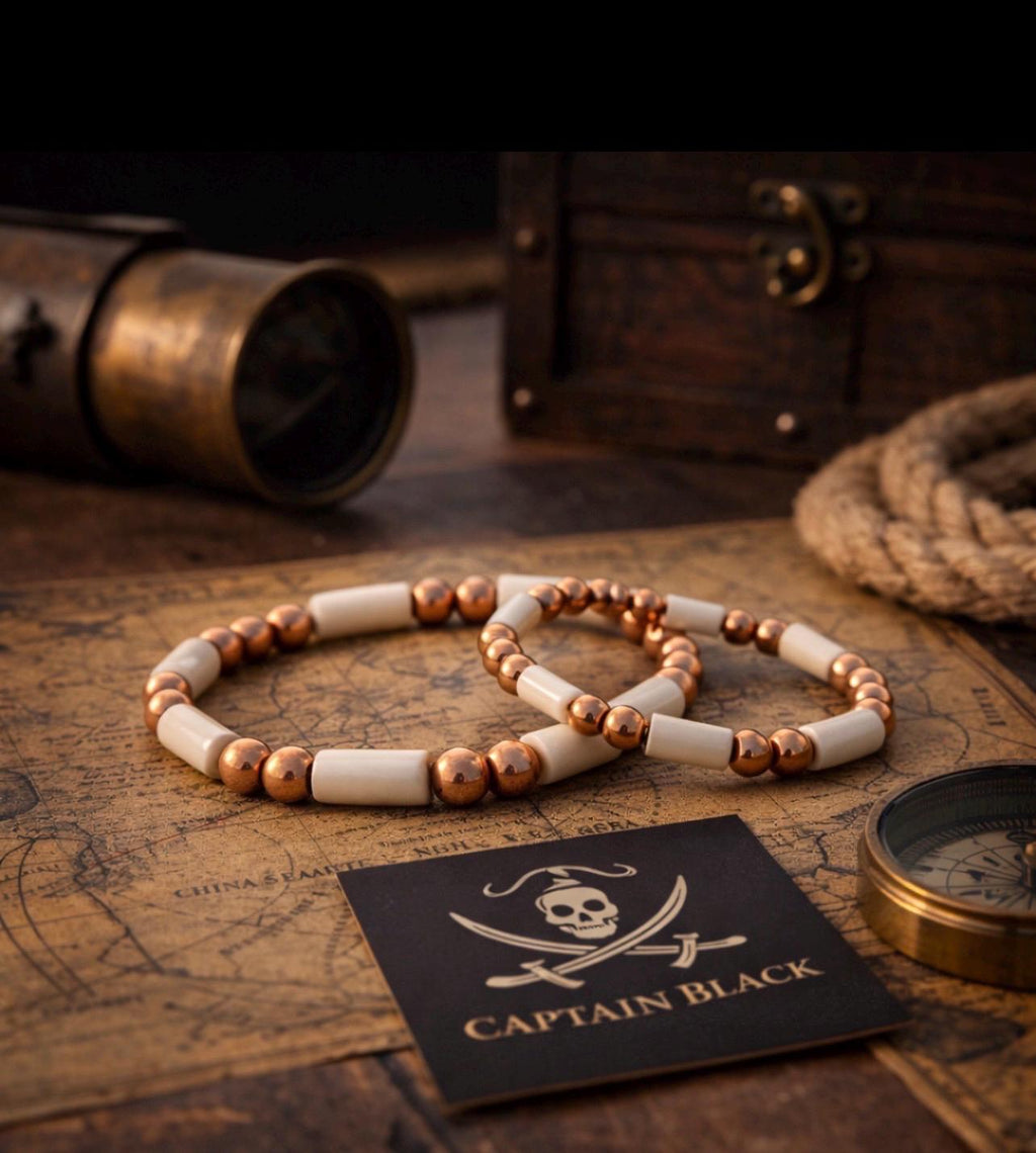 Couples Copper and Buffalo Bone Bracelets, Matching Set, Handmade Stretch Jewelry