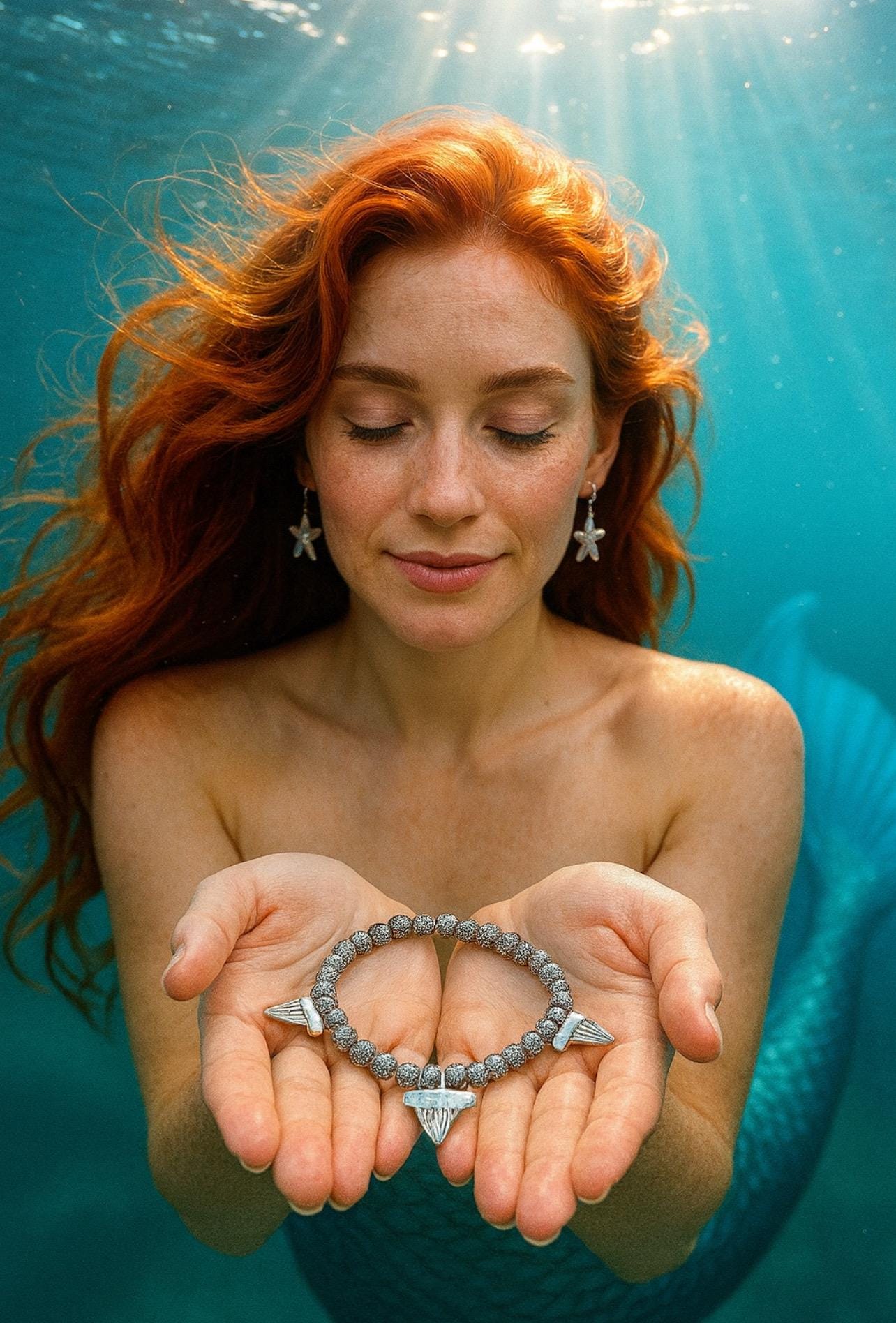 Anklet - Four Sliver Shark Teeth