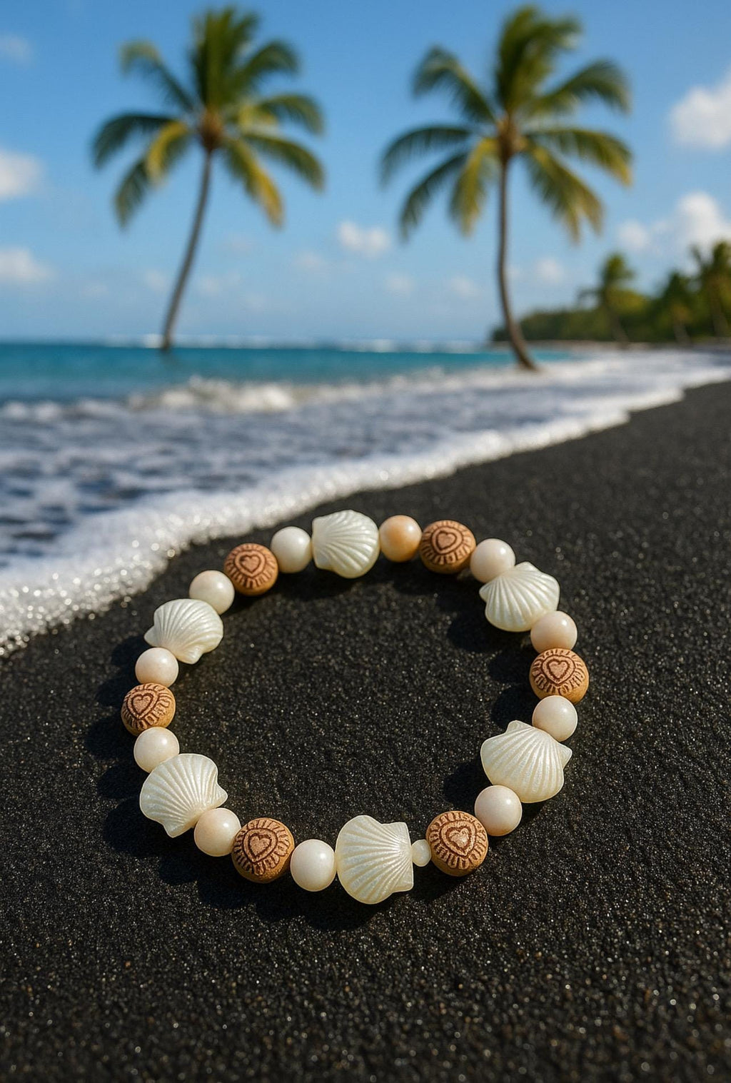 Fan Shell & Heart Beach Bracelet