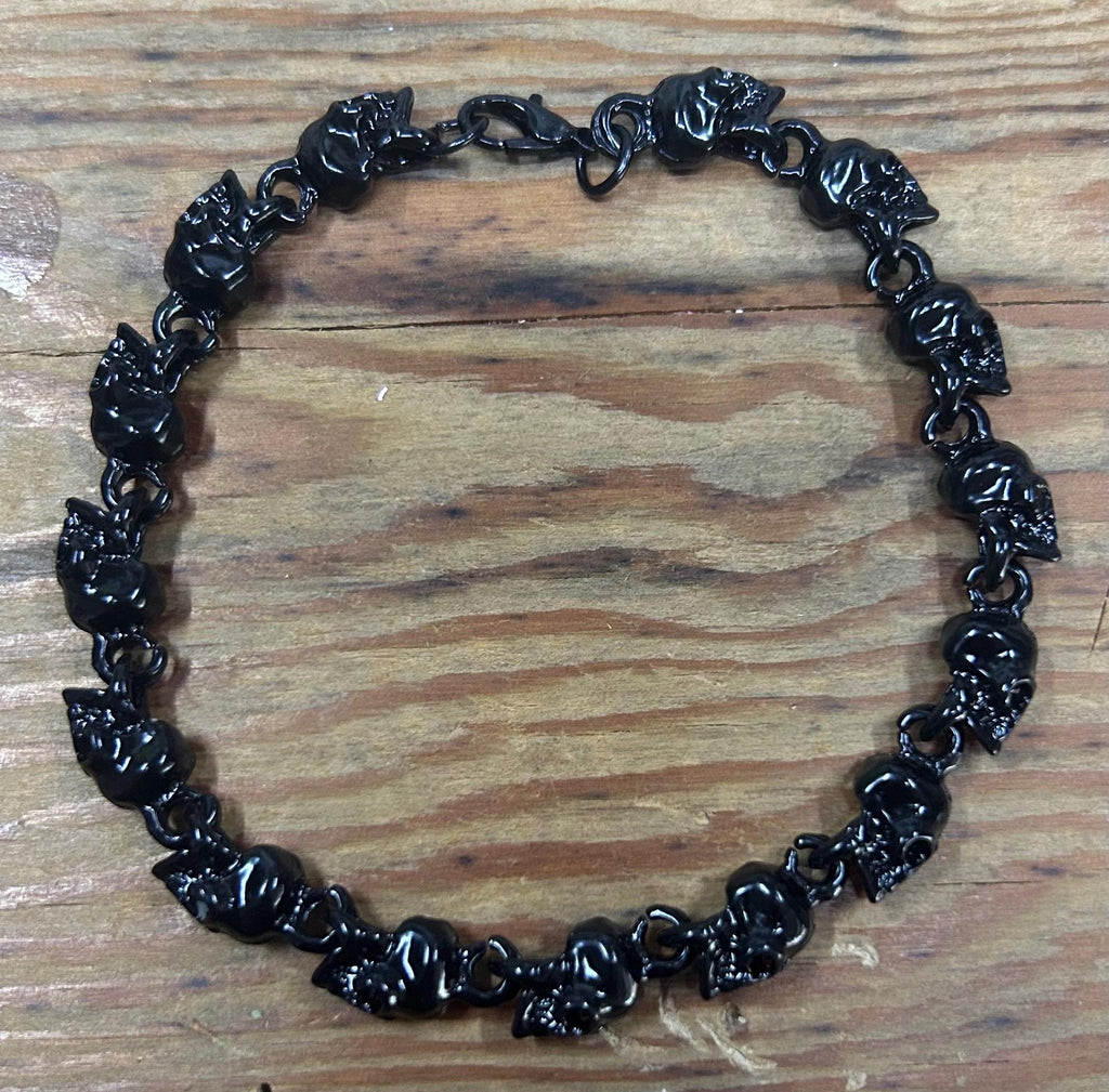 Men's Black Stainless Steel Skull Bracelet: Pirate Chain Jewelry